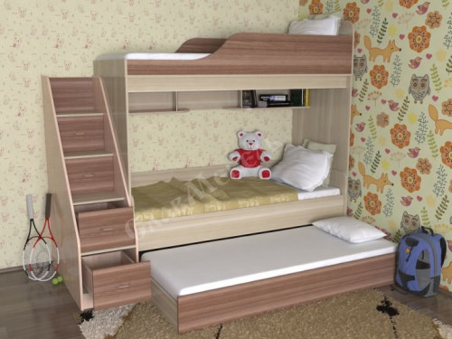 Двухъярусная кровать Славмебель с выкатным местом Дуэт-17, Лестница с ящиками