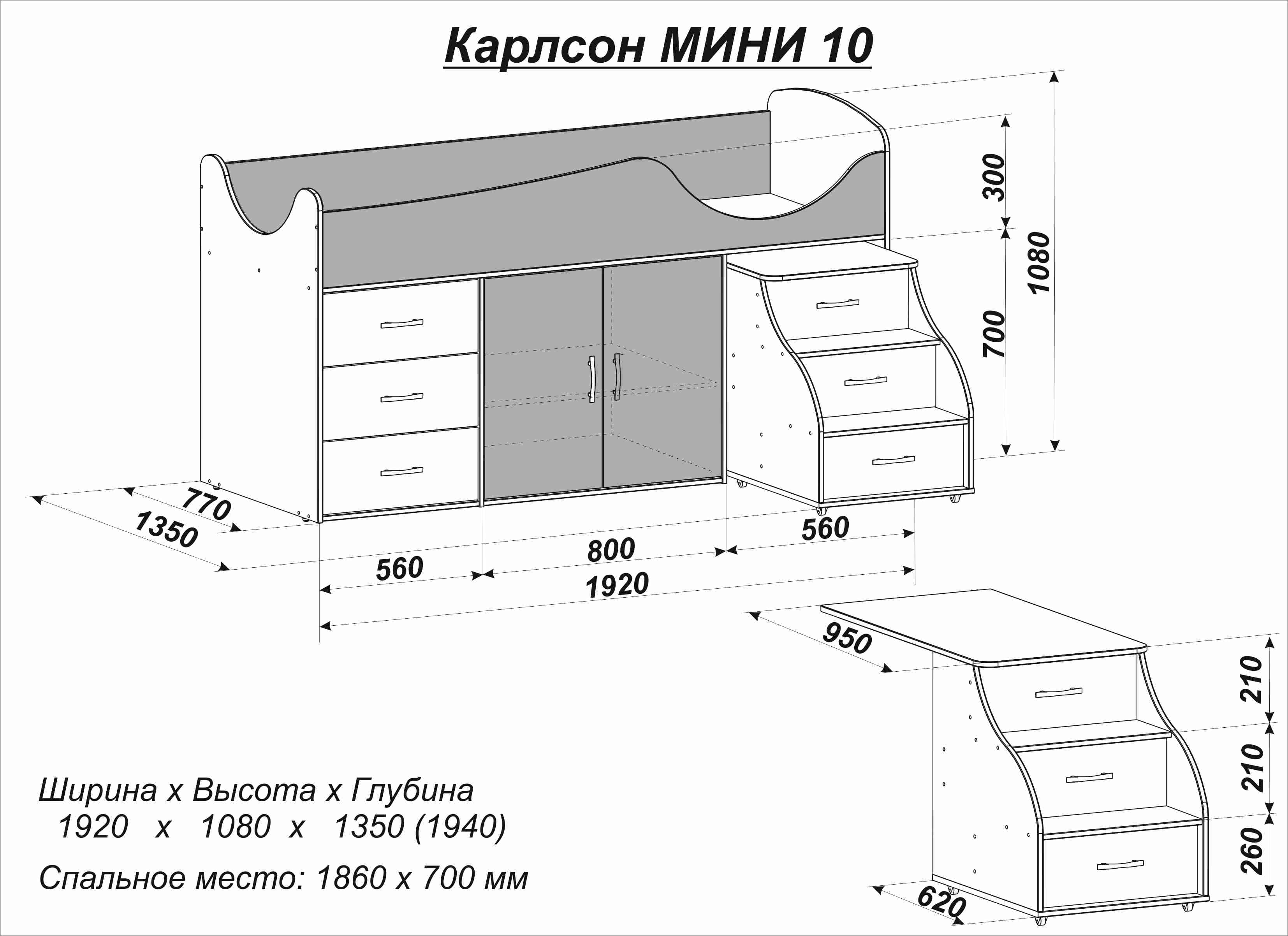Кровать чердак Карлсон м1 схема сборки