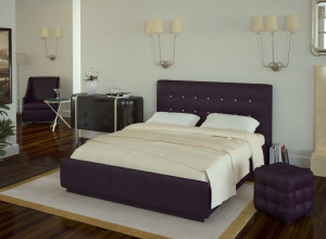 Кровать Арника Лорена 160х200 с под. механизмом и ящиком для белья (без страз), фиолетовая