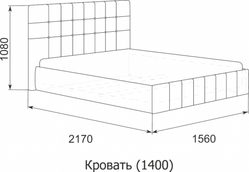 Кровать Арника Лорена 140х200 с под. механизмом и ящиком для белья (без страз), фиолетовая