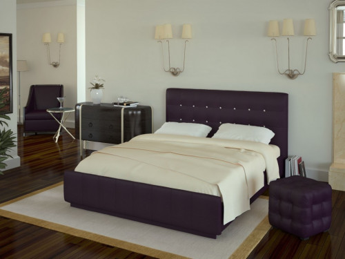 Кровать Арника Лорена 140х200 с под. механизмом и ящиком для белья (без страз), фиолетовая