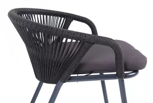 Плетеный стул 4sis Женева, из синтетических лент, цвет темно-серый, круглая веревка