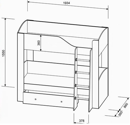 Двухъярусная кровать РВ Мебель Астра-2 с ящиком