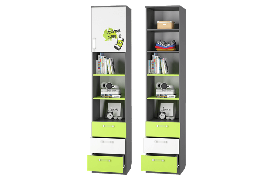 Шкаф для книг с ящиками и дверкой МЛК Граффити