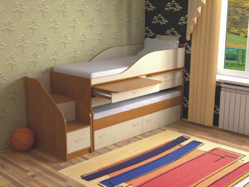 Двухъярусная кровать Славмебель Дуэт-8 с лестницей 2 ящика