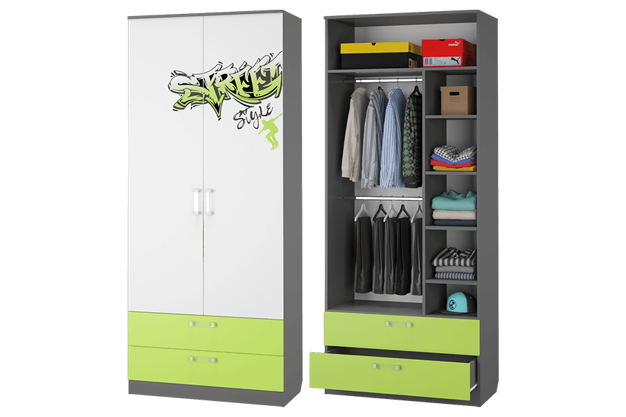 Шкаф для одежды с ящиками МЛК Граффити