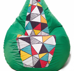 Кресло-мешок Relaxline Груша в зеленом оксфорде с принтом L