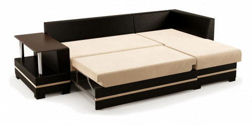 Угловой диван-кровать Столлайн Лорд-2, коричневый/бежевый, правый
