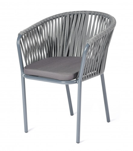 Плетеный стул 4sis Бордо, из синтетических лент, цвет серый