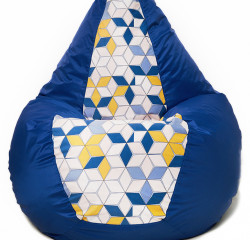 Кресло-мешок Relaxline Груша в синем оксфорде с принтом L