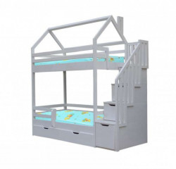 Двухъярусная кровать Домик Велес-Арт с лестницей 