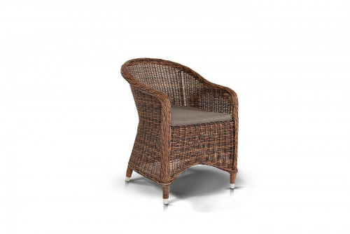 Плетеное кресло 4sis Равенна, коричневый с темно-серой подушкой