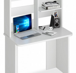 Стол компьютерный Мэрдэс Домино Lite СКЛ-Прям100Р+НКЛ-100 (без тумбы), белый жемчуг