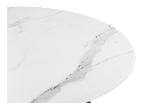 Стол обеденный Woodville Абилин, мрамор белый/черный матовый, 100 см
