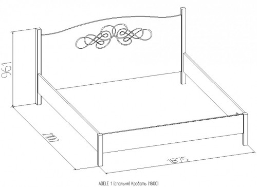Кровать Глазов Adele 1, 180х200 с ортопедическим основанием (металл), (Дуб сонома)