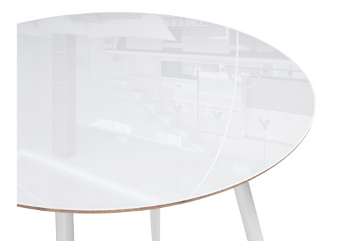Стол обеденный Woodville Абилин, ультра белое стекло/дуб вотан/белый матовый, 100 см