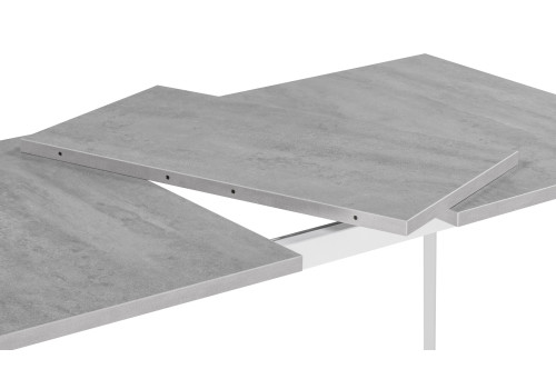 Стол обеденный Woodville Колон Лофт раздвижной, бетон/белый матовый, 120 см