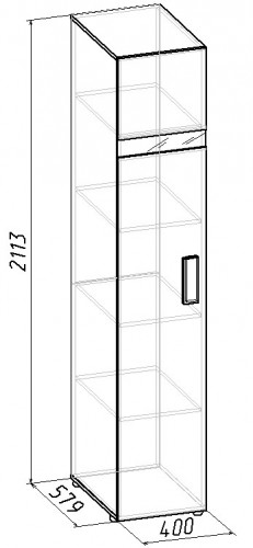 Шкаф для белья 1 Глазов Hyper, Фасад Венге (левый)