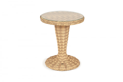 "Леванте" стол круглый из искусственного ротанга, цвет соломенный