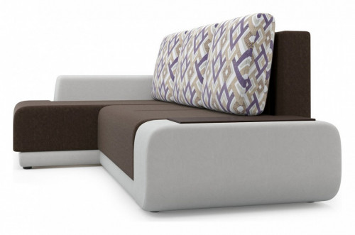 Угловой диван-кровать Столлайн Соло, белый/коричневый, левый