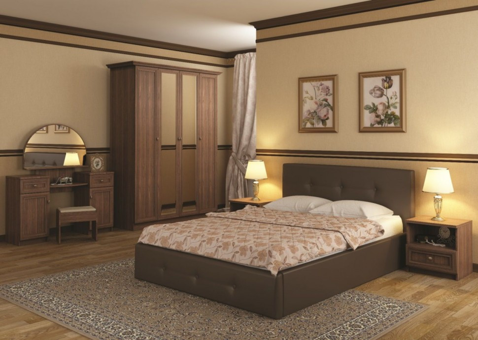 Кровать интерьерная Арника Линда 140х200 с основанием, коричневая