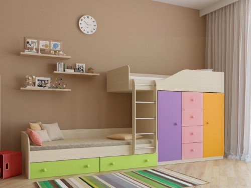 Двухъярусная кровать РВ Мебель Астра-6, с разноцветными фасадами