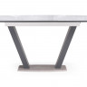 Стол обеденный Woodville Петир раздвижной, 120 см, ультра белый/гриджио/камень серый