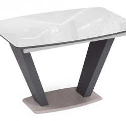 Стол обеденный Woodville Петир раздвижной, 120 см, ультра белый/гриджио/камень серый