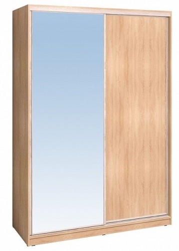 Шкаф-купе 1600 Домашний зеркало/лдсп + шлегель, Дуб Сонома