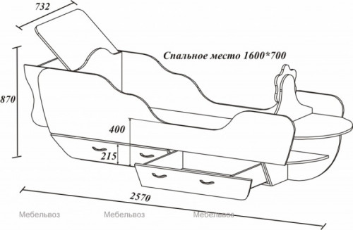 Кровать Славмебель Кораблик, 70х160 см