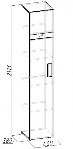Шкаф для белья 2 Глазов Hyper, Фасад Палисандр (левый) 