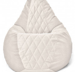 Кресло-мешок Relaxline Груша в белом велюре со стежкой Maserrati - 01 XXXL
