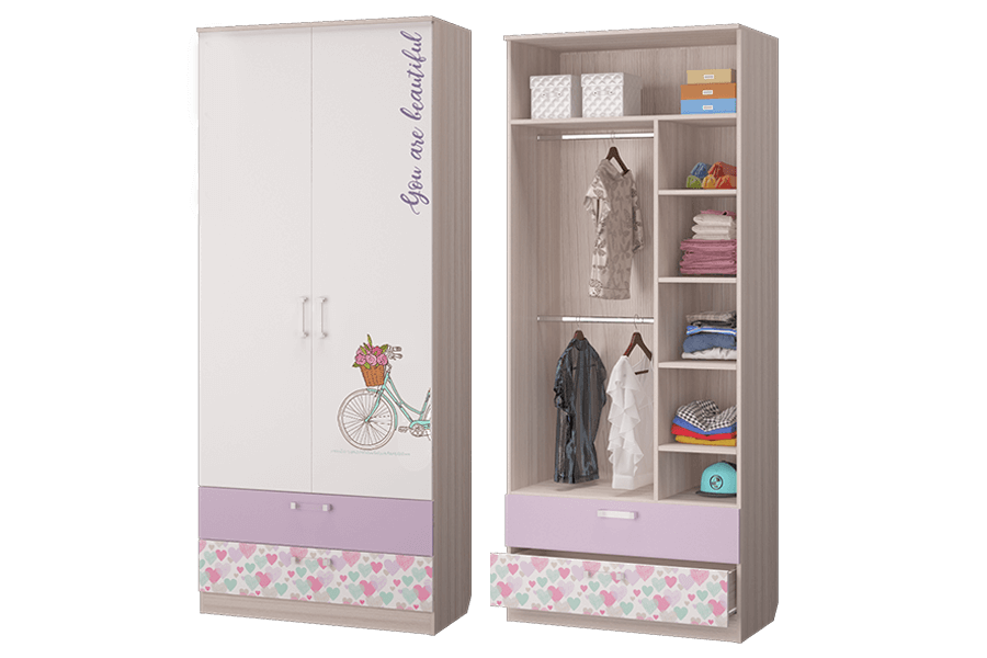 Шкаф детский для одежды с выдвижными ящиками