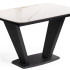 Стол обеденный Woodville Петир раздвижной, 120 см, белый мрамор/графит/темный камень
