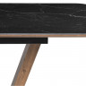 Стол обеденный Woodville Петир раздвижной, 120 см, черный мрамор/орех/черный