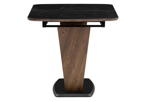 Стол обеденный Woodville Петир раздвижной, 120 см, черный мрамор/орех/черный