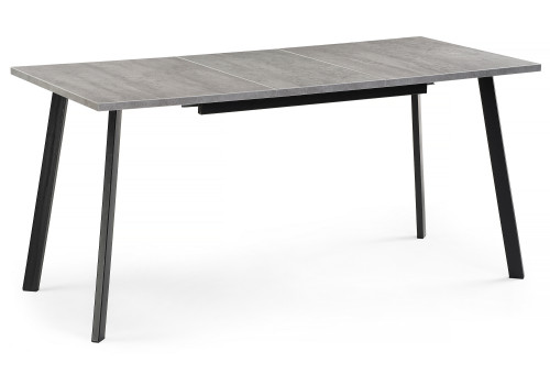 Стол обеденный Woodville Колон Лофт раздвижной, бетон/матовый черный, 120 см