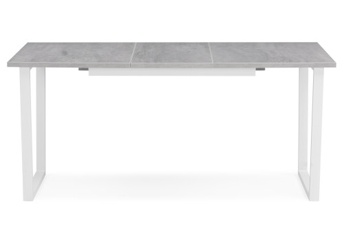 Стол обеденный Woodville Лота Лофт раздвижной, бетон/белый матовый, 120 см