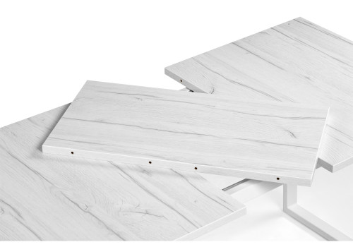Стол обеденный Woodville Лота Лофт раздвижной, юта/матовый белый, 120 см