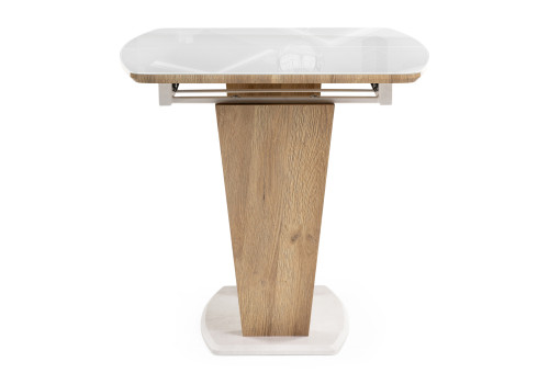 Стол обеденный Woodville Петир раздвижной, 120 см, ультра белый/дуб вотан