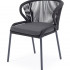 "Милан" стул плетеный из роупа, каркас алюминий темно-серый (RAL7024) муар, роуп темно-серый круглый, ткань темно-серая 027