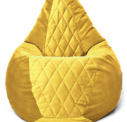 Кресло-мешок Relaxline Груша в велюре со стежкой Maserrati - 11 желтая L