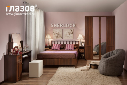 Спальня Глазов Sherlock. Комплект 4 (Орех шоколадный)