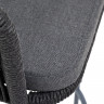 "Марсель" стул барный плетеный из роупа, каркас из стали темно-серый (RAL7024) муар, роуп темно-серый круглый, ткань темно-серая 027
